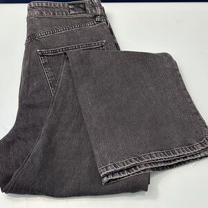 BDG Distressed Stretch High Rise Flare Black Jeans